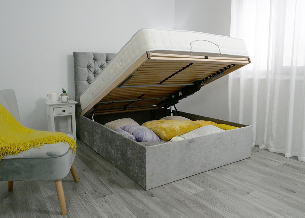 Ottoman double adjustable bed with storage